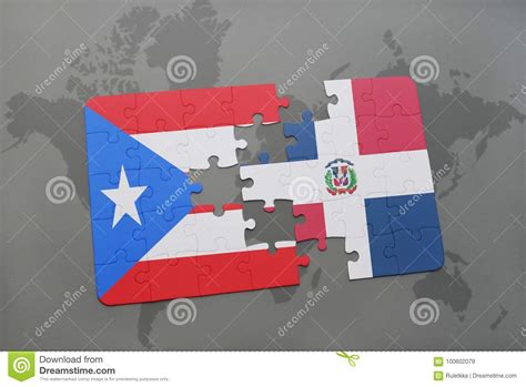Puzzle With The National Flag Of Puerto Rico And Dominican
