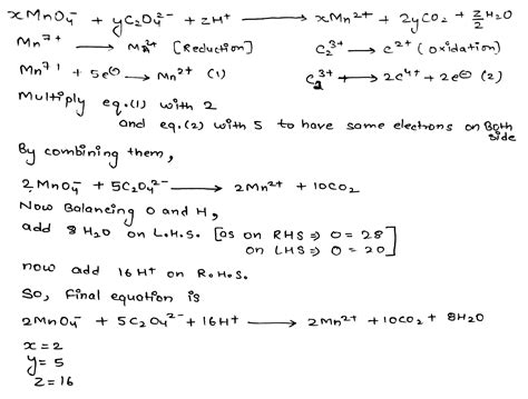 Consider The Following Reaction Xmno { } {4} Yc {2}o {2 } {4} Zh