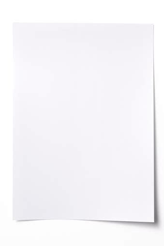 isolated shot  blank white paper sheet  white background stock