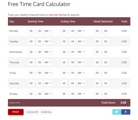 time card calculators getsling