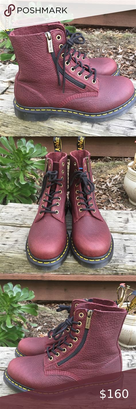 dr martens pascal zip cherry red combat boots red combat boots combat boots boots