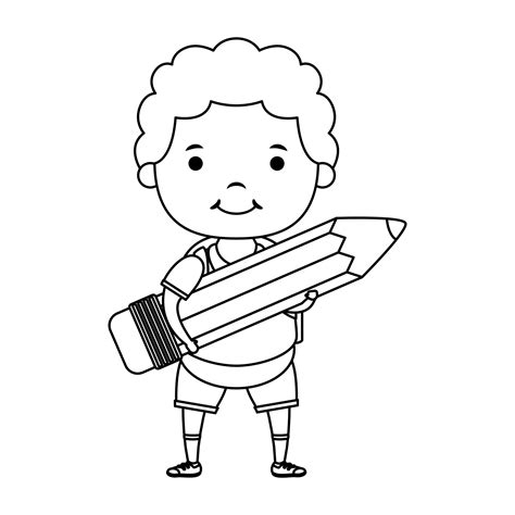 cute  student boy  pencil character  vector art