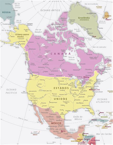 Mapa Político Da América Do Norte