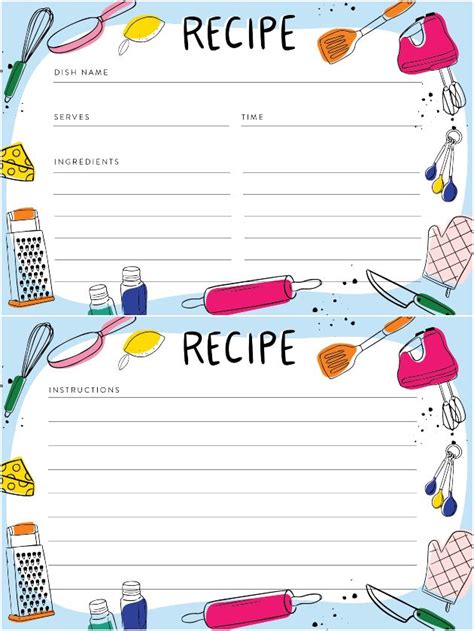 printable recipe cards  crafted life recipe cards template