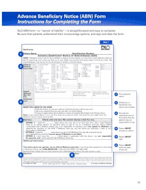 fillable  advance beneficiary notice abn form instructions  fax email print pdffiller