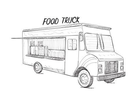 food truck sketch illustrations creative market