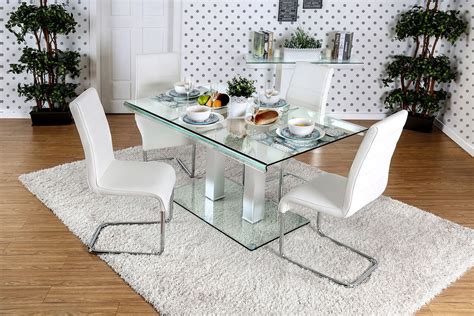 furniture  america rectangular glass dining table   chair