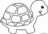 Tortoise Coloring Pages Easy Cartoon Printable Print Color Cute Simple Paper Format Vector Any sketch template