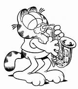 Garfield Coloring Pages Odie Color Sax Para Music Tocando Saxofon Sheets Un Kids Cartoons Popular sketch template