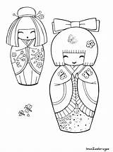 Kokeshi Coloring Pages Dolls Japanese Coloriage Doll Japonaise Poupée Icolor Printable Imprimer Embroidery Cool Colouring Matryoshka Getcolorings Japonaises Adult Patterns sketch template