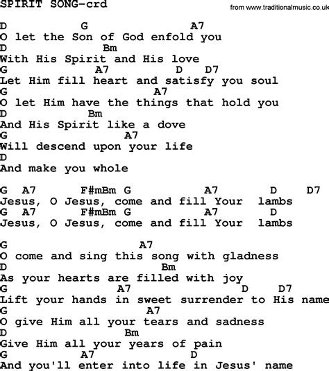 top  hymn spirit song lyrics chords