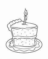 Cake Coloring Birthday Drawing Clipart Slice Colour Pages Comments Cookie Library Coloringhome sketch template