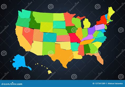 colorful map  united states  america vector stock vector