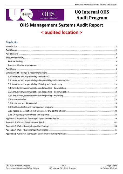 audit report templates internal audit reports templatelab