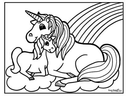 rainbow unicorn trace coloring page coloring pages