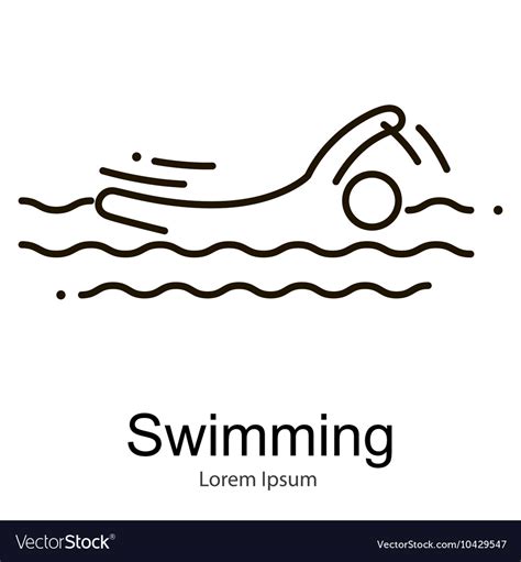 summer swim water people pictograph outline thin vector image