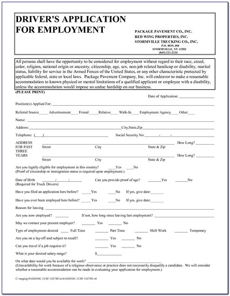 truck driver job application form job applications resume examples