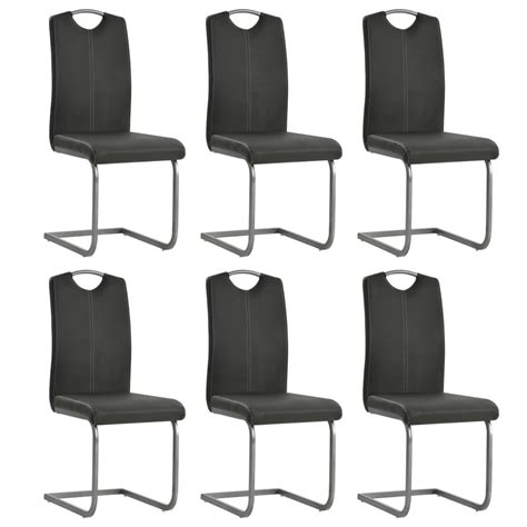 dining chairs pcs grey faux leather ebay