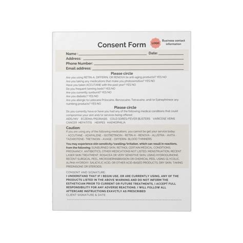 spa salon consent form notepad   consent forms spa salon