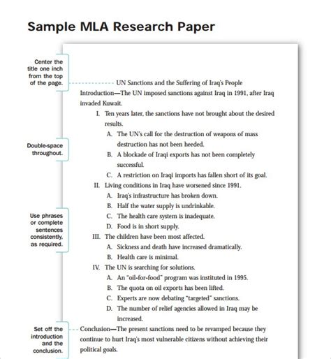 sample outlines  research papers  mla  document template