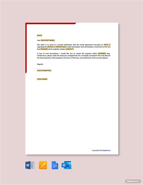 rental agreement termination letter  landlord ad