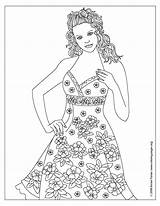 Coloring Pages Fashion Printable Dresses Colouring Color Kids Print Girls Model Adults Mannequin Clothes Dress Adult Models Musical Clipart School sketch template