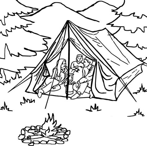camping coloring pages family  tent  printable coloring pages
