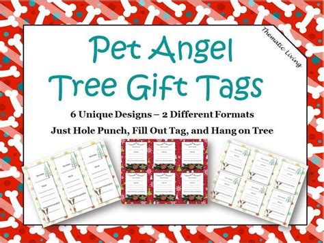 pet angel tree gift tags   display  front  red  white