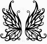 Fairy Wings Tattoo Designs Butterfly Tattoos Outline Wing Silhouette Clip Stencils Stencil Printable Clipart Drawing Small Flower Fairies Drawings Simple sketch template