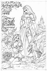 Coloring Grimm Fairy Tales Pages Deviantart Wonderland Adult Book Drawings Adults Books Grayscale sketch template