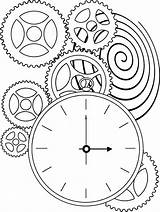 Coloring Pages Clock Steampunk Gears Clocks Gear Sundial Colouring Printable Template Adult Sheets Books Color Kids Bing Drawings Patterns Time sketch template