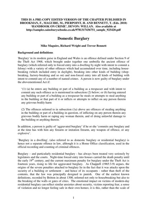 Burglary Essay Burglary Criminal Law And Effective Entry