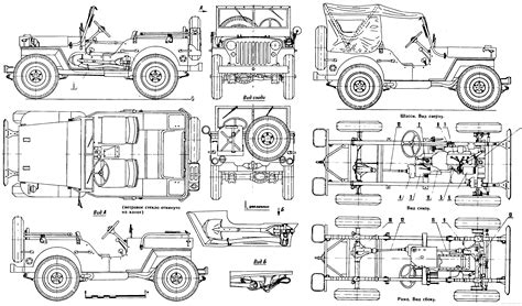 willys mb jeep blueprint   blueprint   modeling