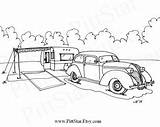 Coloring Pages Trailer Vintage Camper Travel Instant Printable Truck Adult Pickup Camping Trailers Detailed Ford Etsy Template sketch template