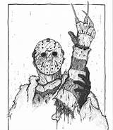 Jason Freddy Krueger 13th Slasher sketch template