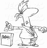 Cartoon Blindfolded Ballot Box Drawing Coloring Vote Man Vector Putting Outlined Into His Voting Ron Leishman High Royalty sketch template