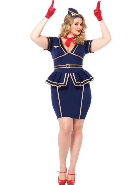 Flight Attendant Plus Size Costume Air Hostess Deluxe Sexy Costume