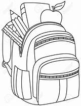 School Drawing Bag Backpack Coloring Illustration Bookbag Bags Getdrawings Backpacks sketch template