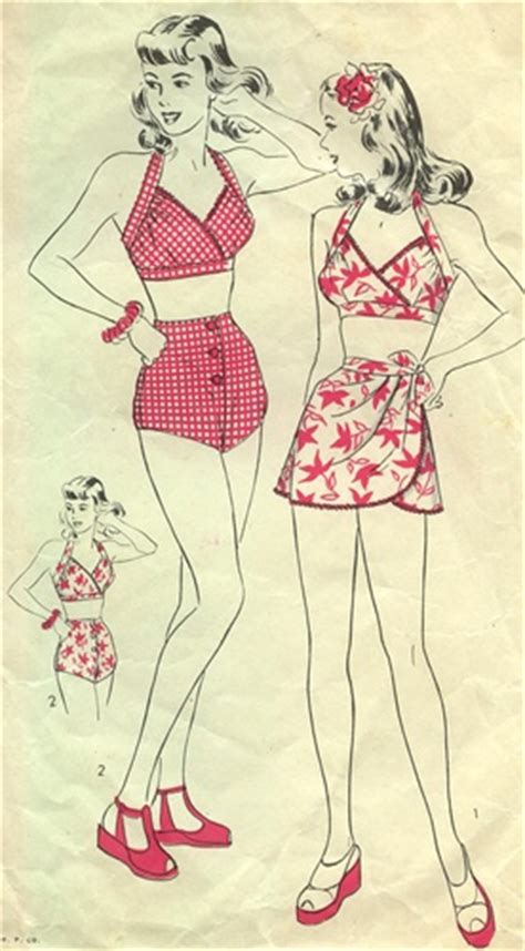 rare vintage 1940 s pin up girl 2 piece sarong bathing suit pattern