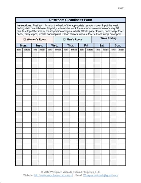 cumberland pennsylvania restroom cleaning checklist workplace