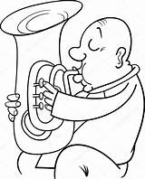 Coloring Musician Tuba Trumpeter Stock Illustration Depositphotos 1024px 31kb Getdrawings Drawing Izakowski sketch template
