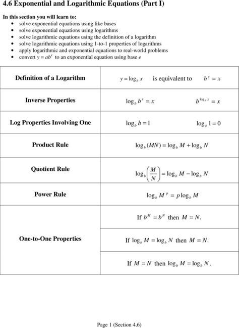 exponential  logarithmic equations part   db excelcom