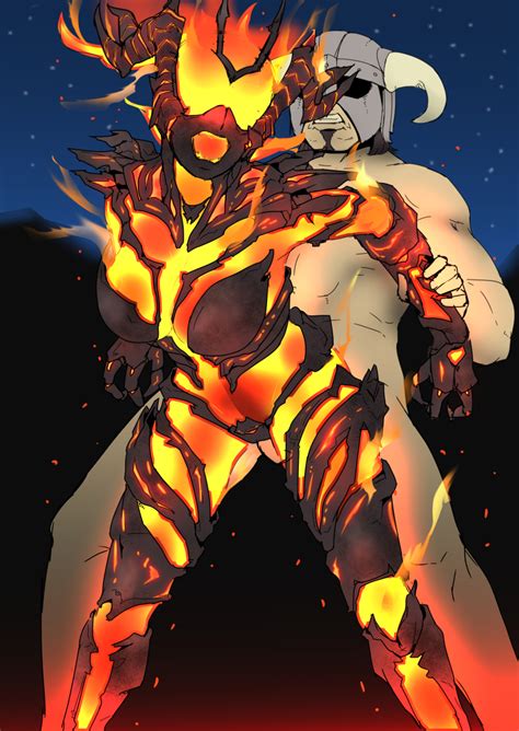 rule 34 breasts dovahkiin duo female fire flame atronach human humanoid interspecies male