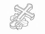 Cross Drawing Tattoo Rosary Banner Crosses Drawings Wooden Line Religious Jesus Pencil 3d Designs Tattoos Heart Roses Easy Stencil Sketch sketch template
