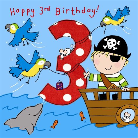 twizler  birthday card  boy  pirate parrots  glitter