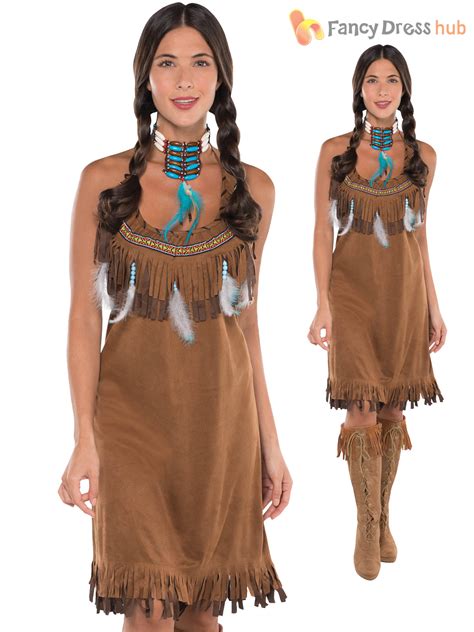 ladies red indian costume adults pocahontas native