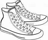 Sneakers Cartoon Converse Vector Shoes Drawing Lineart Isolated Getdrawings sketch template