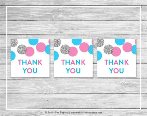 Pink And Blue Gender Reveal Favor Thank You Tags Printable