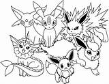 Eevee Pokemon Coloring Pages Evolutions Pikachu Together sketch template