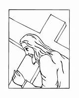 Coloring Cross Jesus Pages Red Getdrawings Carrying American Kids Easter Popular sketch template